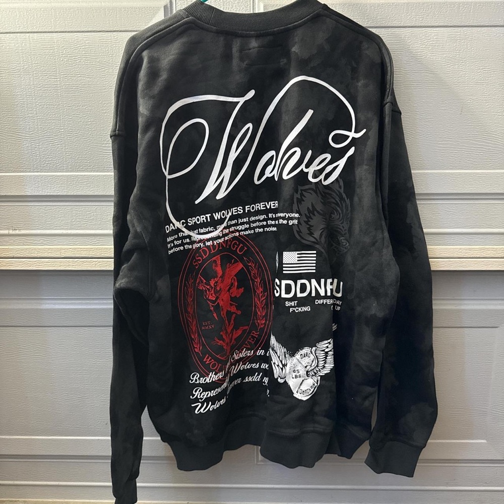 Darc Sport Black Crewneck Sweater Wolves Design 1 of 500